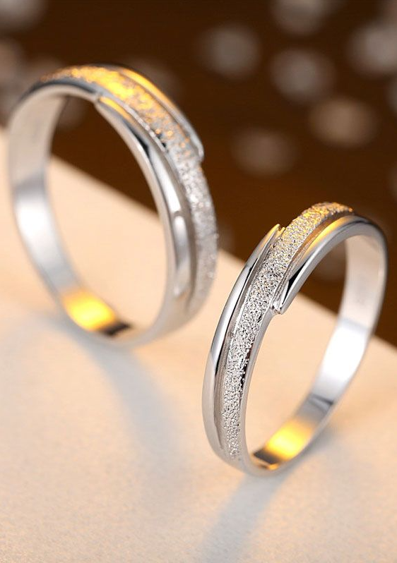 Wedding Rings Sets His And Hers   Matching Couple Promise Rings With Hammered