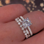 Wedding Bands For Women   Sterling Silver White Sapphire Diamond Engagement Bridal Wedding Ring Set