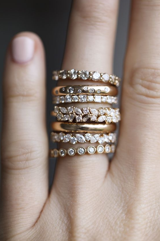 Wedding Ring Stack Ideas - Custom Wedding Bands with Diamonds