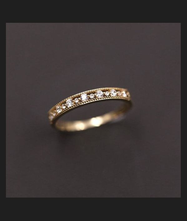 Wedding Ring Stack Ideas - Solid Gold Elegant Ring Gold Dainty Stacking Ring Gold