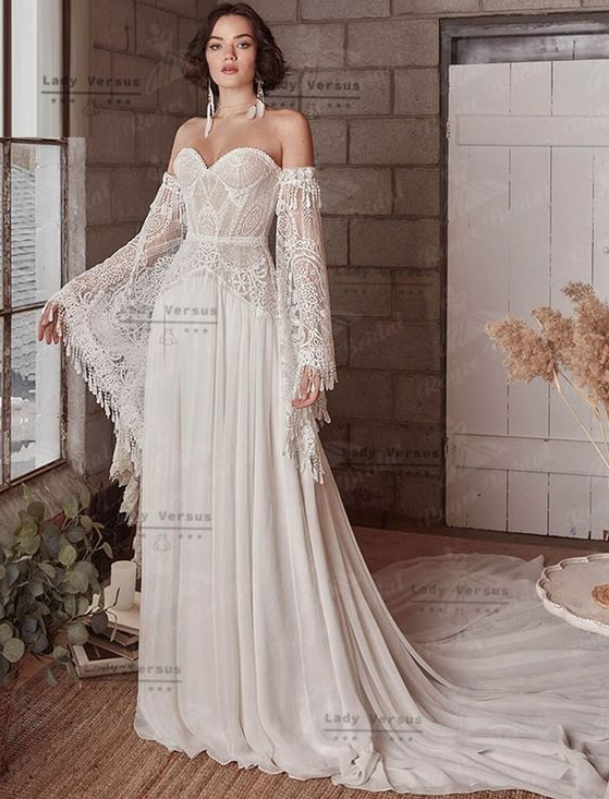 Fairytale Wedding Dress - Bohemian Elegant Lace Wedding Dress