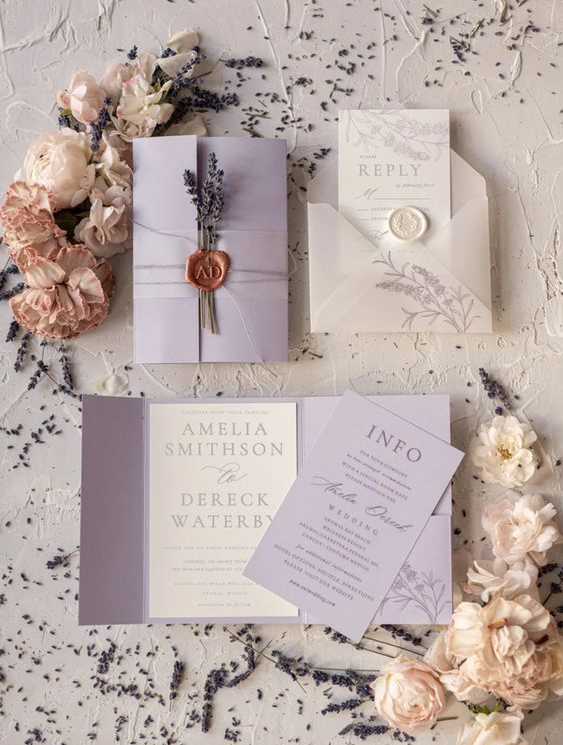 Wedding Ideas Elegant Romantic - Elegant Wedding Invitations Romantic Floral Lavender