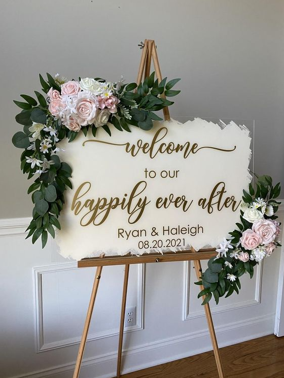 Amazing Wedding Entrance Sign Ideas - Happily Ever After Decal for Wedding Sign Vinyl Decal Welcome