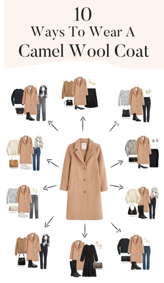 Spring 2023 Outfits - Fashion capsule wardrobe Camel coat outfits winter style Classy yet trendy