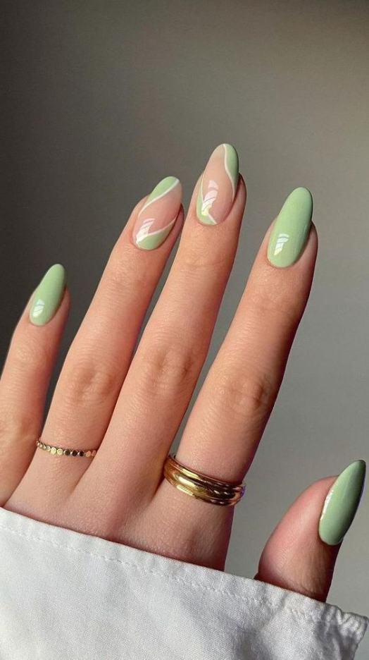 Spring Nails - Green acrylic nails Stylish nails Green nails